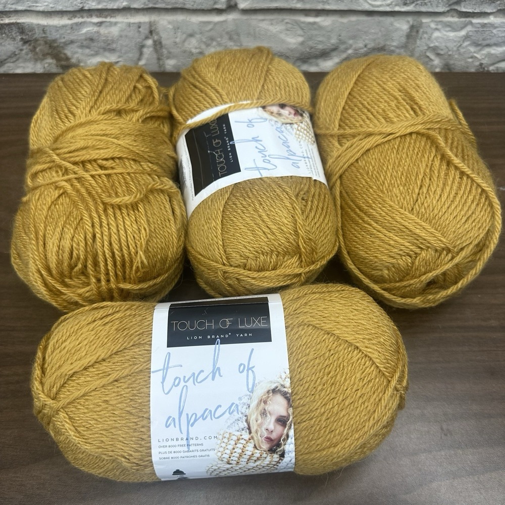 4 Pack, (2 W/tags) Lion Brand Yarn 674-158R Touch of Alpaca Yarn, Goldenrod 100G
